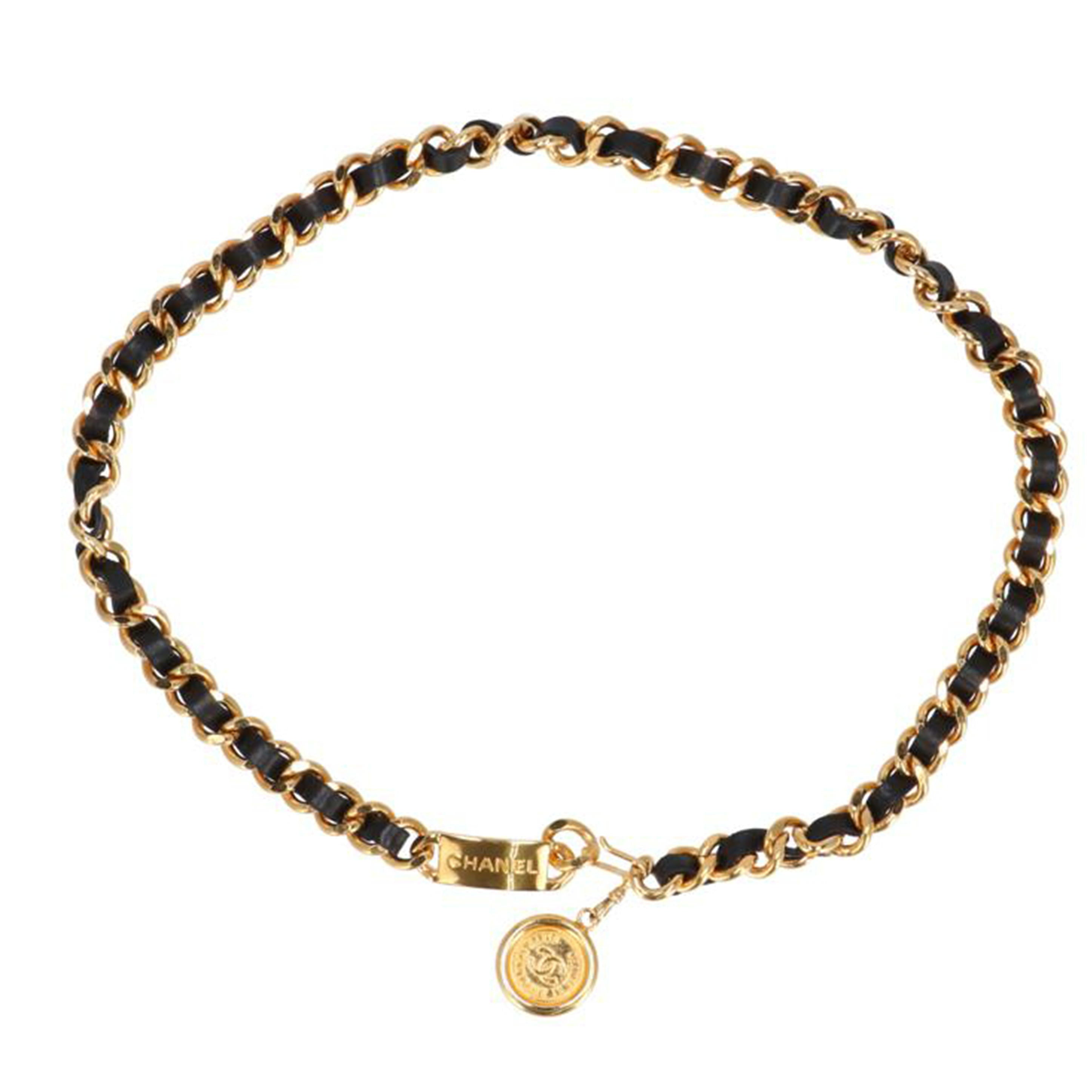 CHANEL シャネル CHANEL ココマークチェーンベルト レザー黒ゴールド /ココマークチェーンベルト/レザー黒ゴールド//Aランク/37