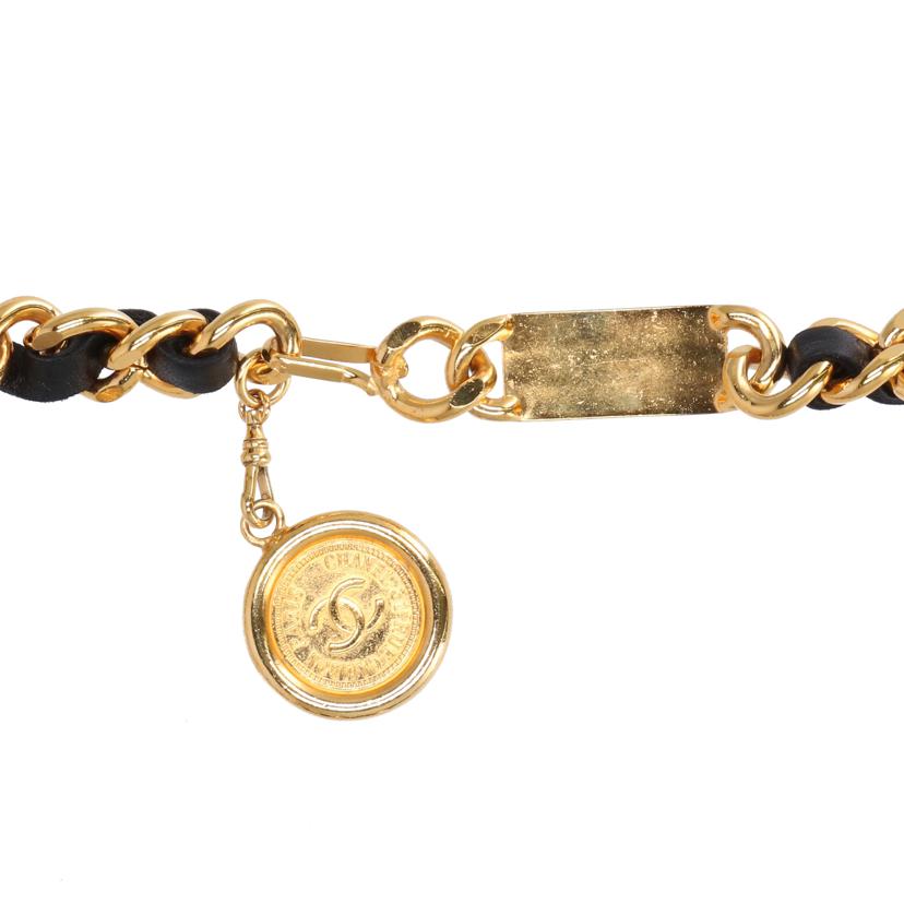 CHANEL シャネル CHANEL ココマークチェーンベルト レザー黒ゴールド /ココマークチェーンベルト/レザー黒ゴールド//Aランク/37