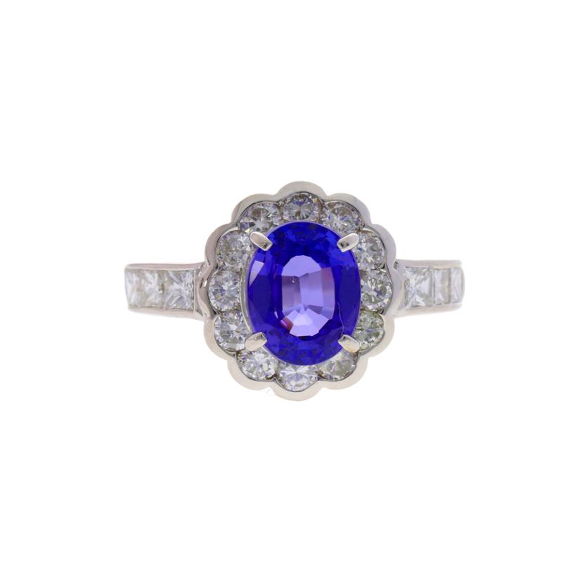 / Pt1000タンザナイトダイヤリング2.86/D1.28ct//Aランク/75