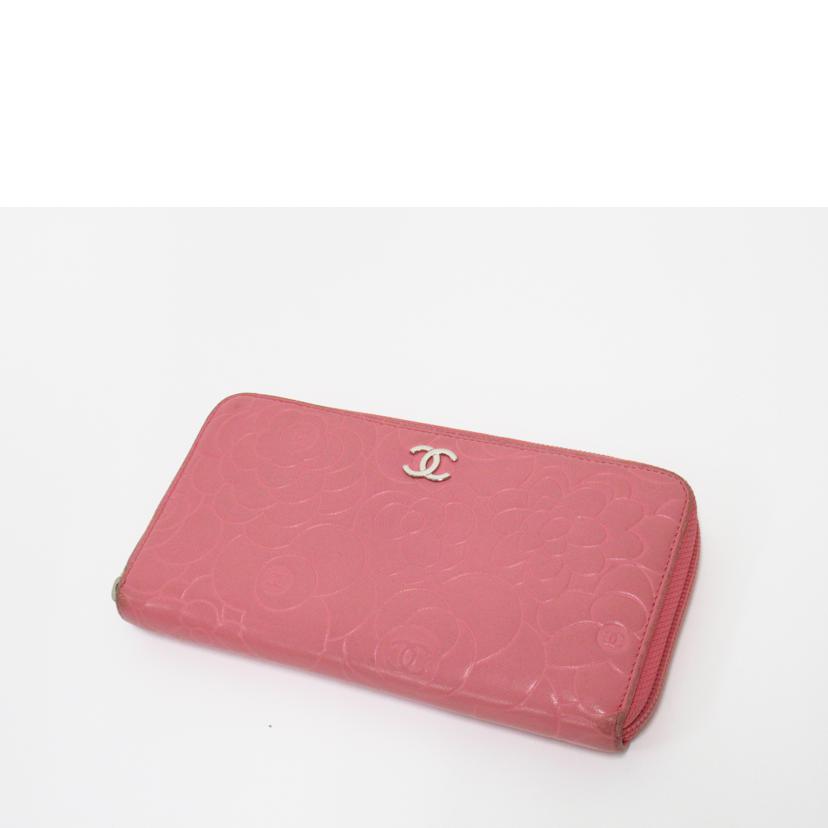 CHANEL/ラウンドファスナー長財布/マトラッセ・カメリア//17885059/BCランク/63