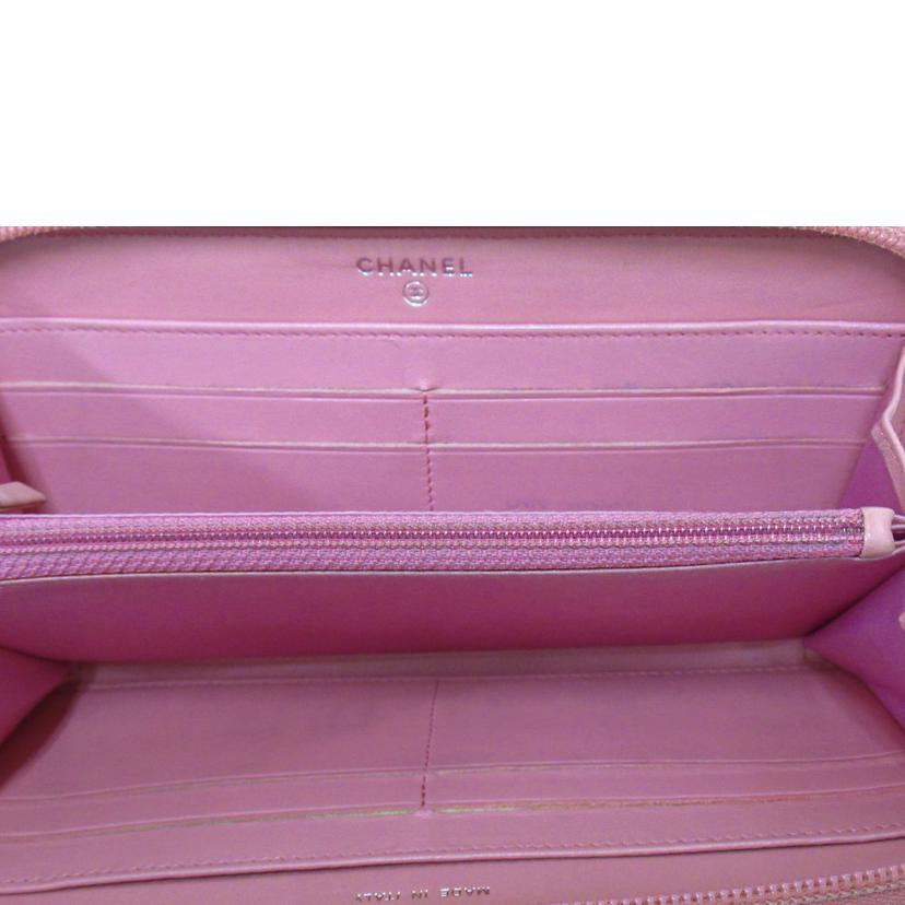 CHANEL/ラウンドファスナー長財布/マトラッセ・カメリア//17885059/BCランク/63