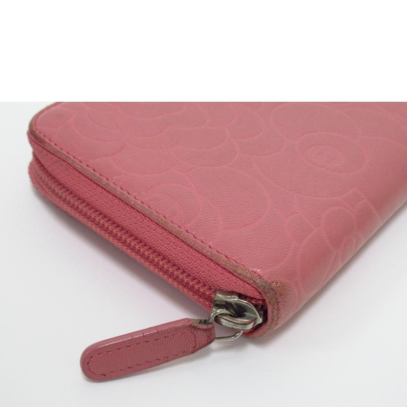 CHANEL/ラウンドファスナー長財布/マトラッセ・カメリア//17885059/BCランク/63