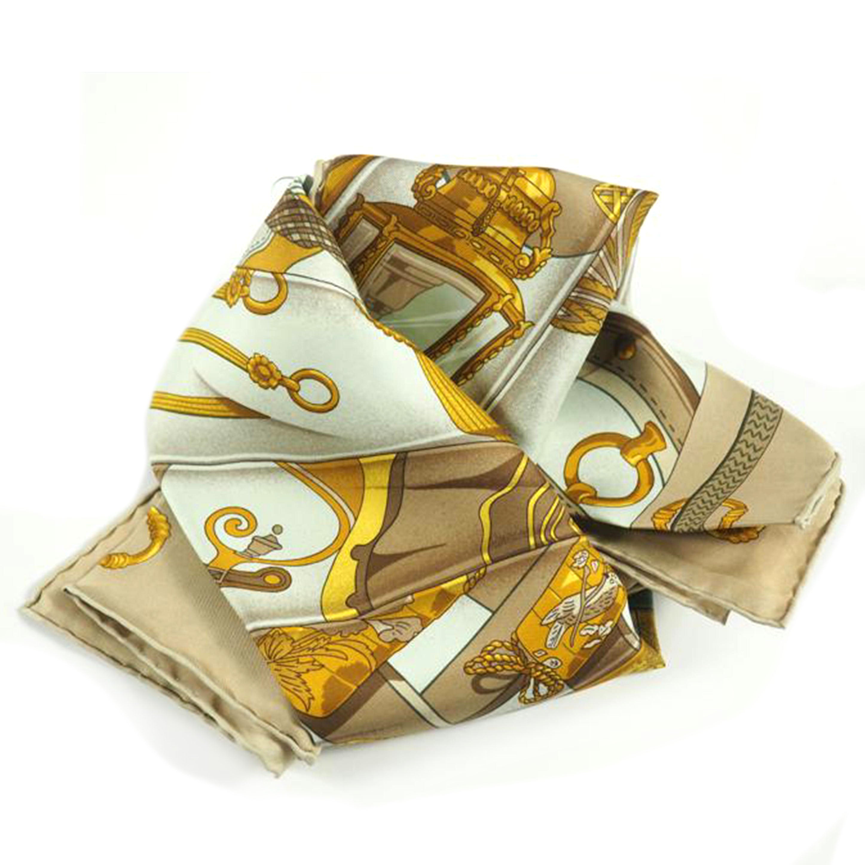 HERMES エルメス/スカーフ ベージュ系総柄//Aランク/79