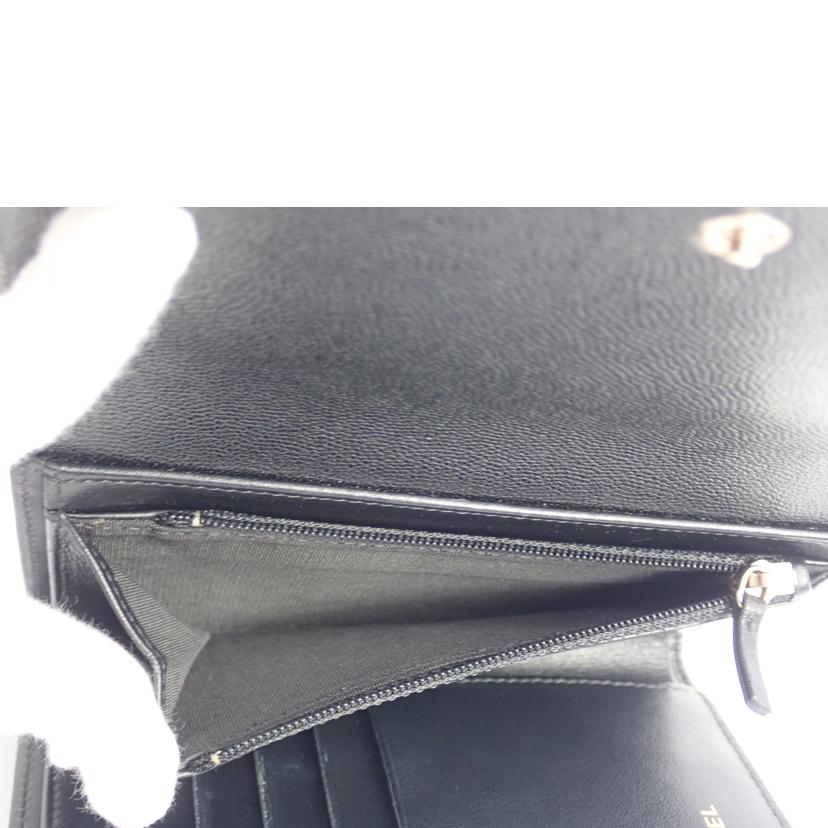 CHANEL CHANEL/キャビアスキン ココマーク三つ折り財布//265*****/Aランク/62