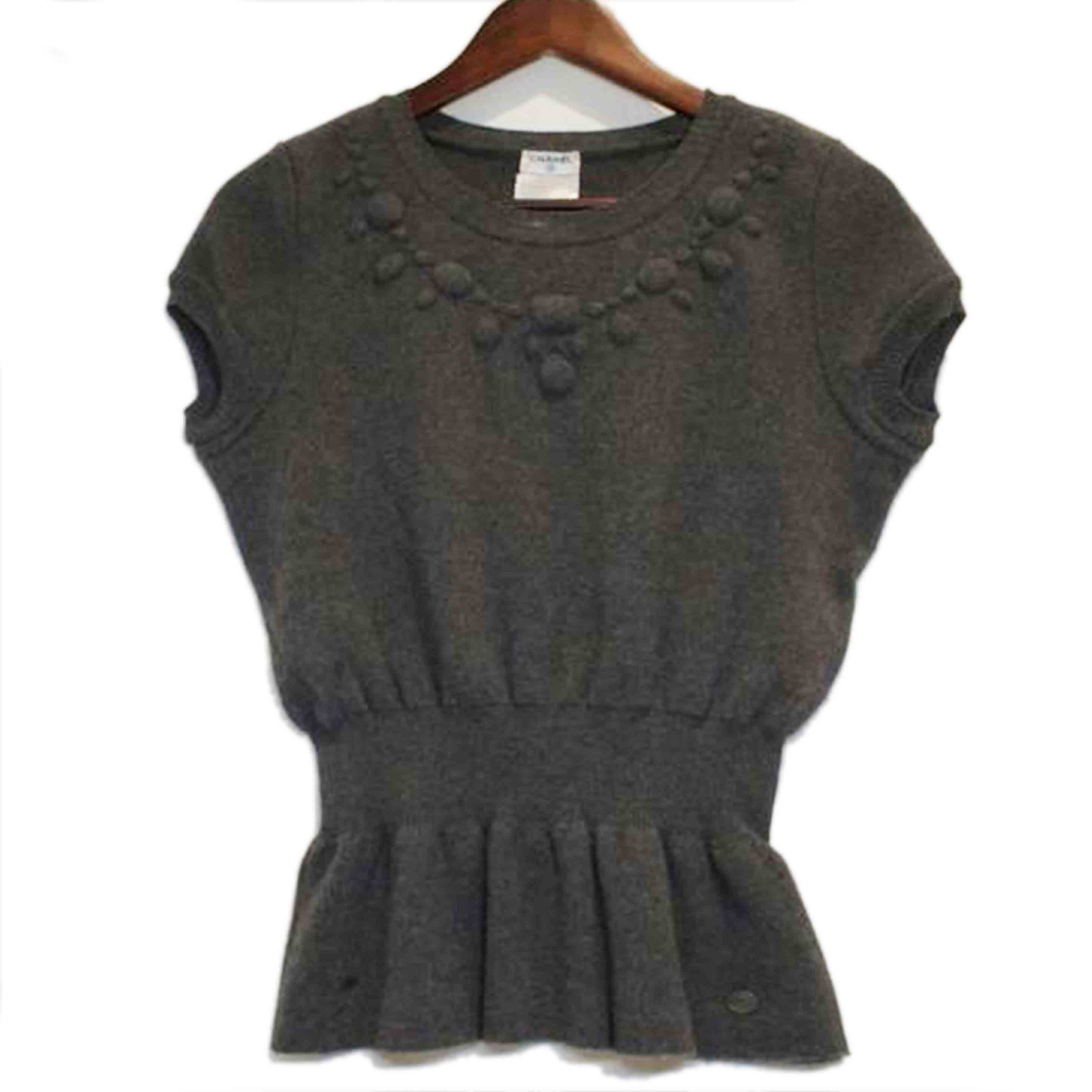 CHANEL シャネル/ノースリーブエンボスニットチュニックグレー/P31469K00495//ABランク/92