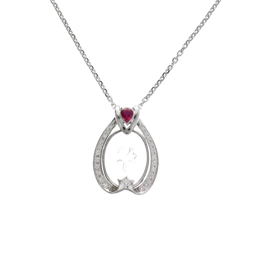 /◎ クリスティーナハン/K18WG透明石 ルビーダイヤネックレス0.36/D0.32ct//Aランク/75