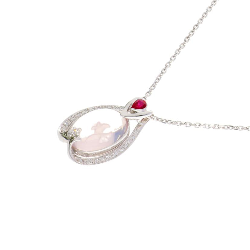 /◎ クリスティーナハン/K18WG透明石 ルビーダイヤネックレス0.36/D0.32ct//Aランク/75