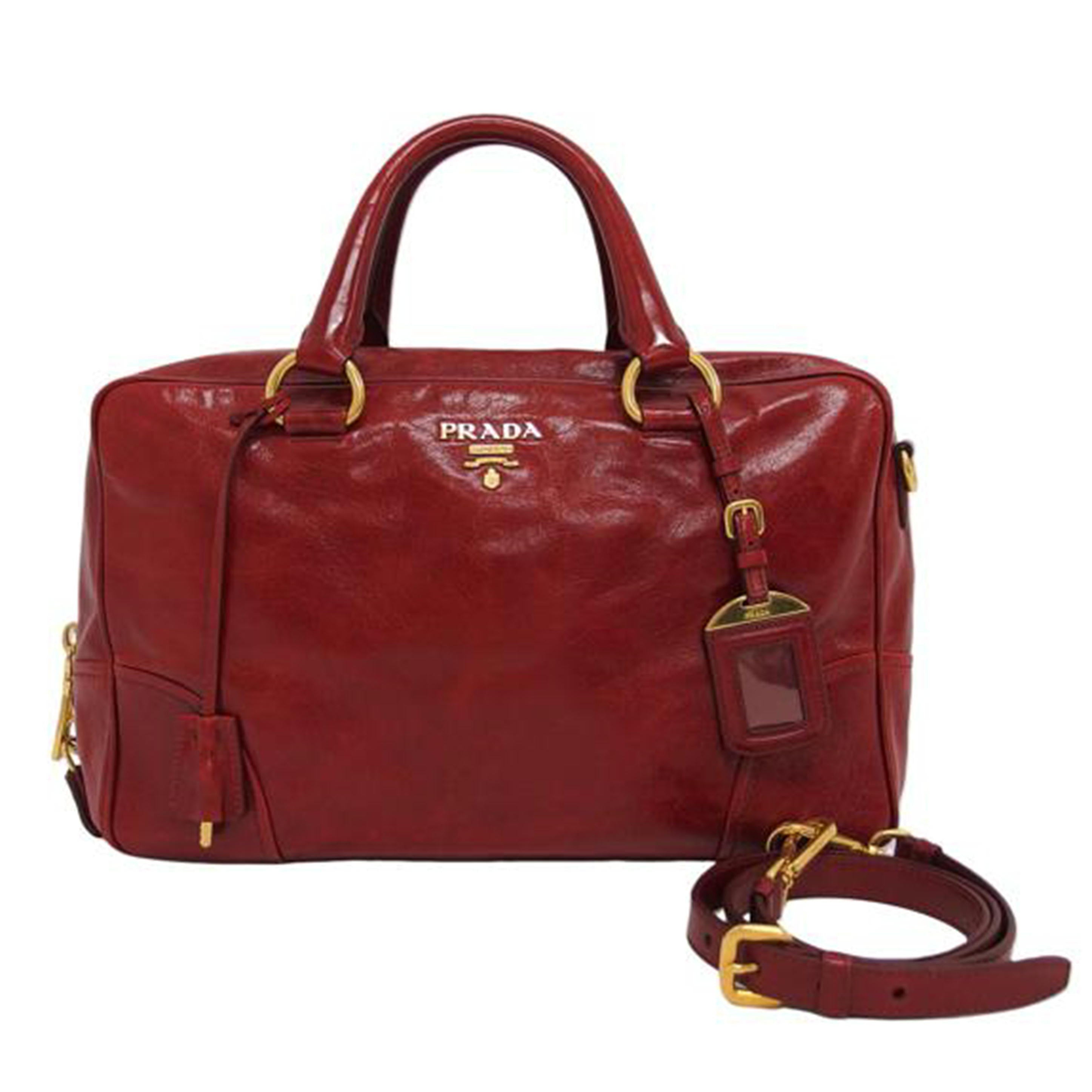 PRADA プラダ ミニボストンバッグ ショルダーバッグ/ヴィッテロ シャイン/2WAYハンドバッグ/レッド/BL0821//208/ABランク/04