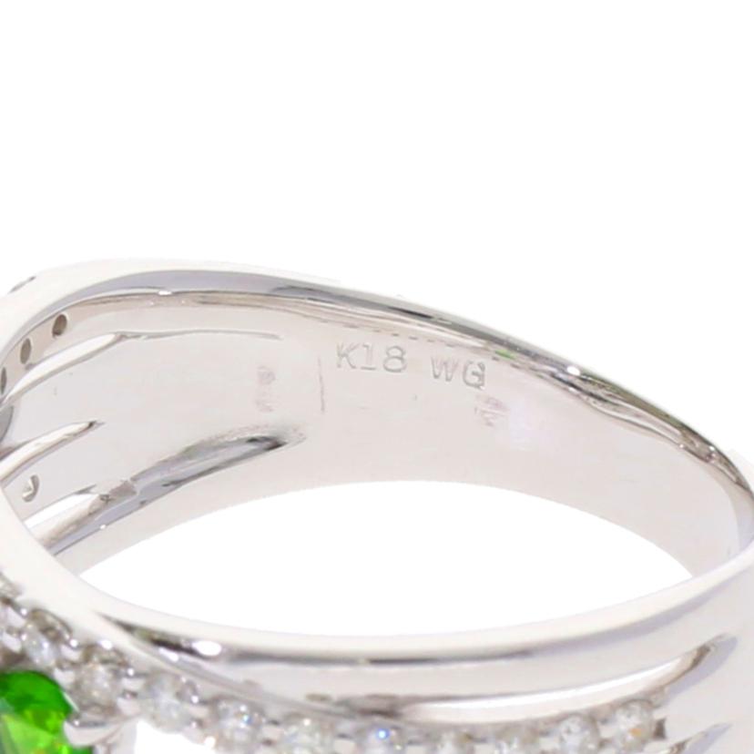 / ◎K18WGデマントイドガーネットダイヤリング0.12/D0.41ct//Aランク/75