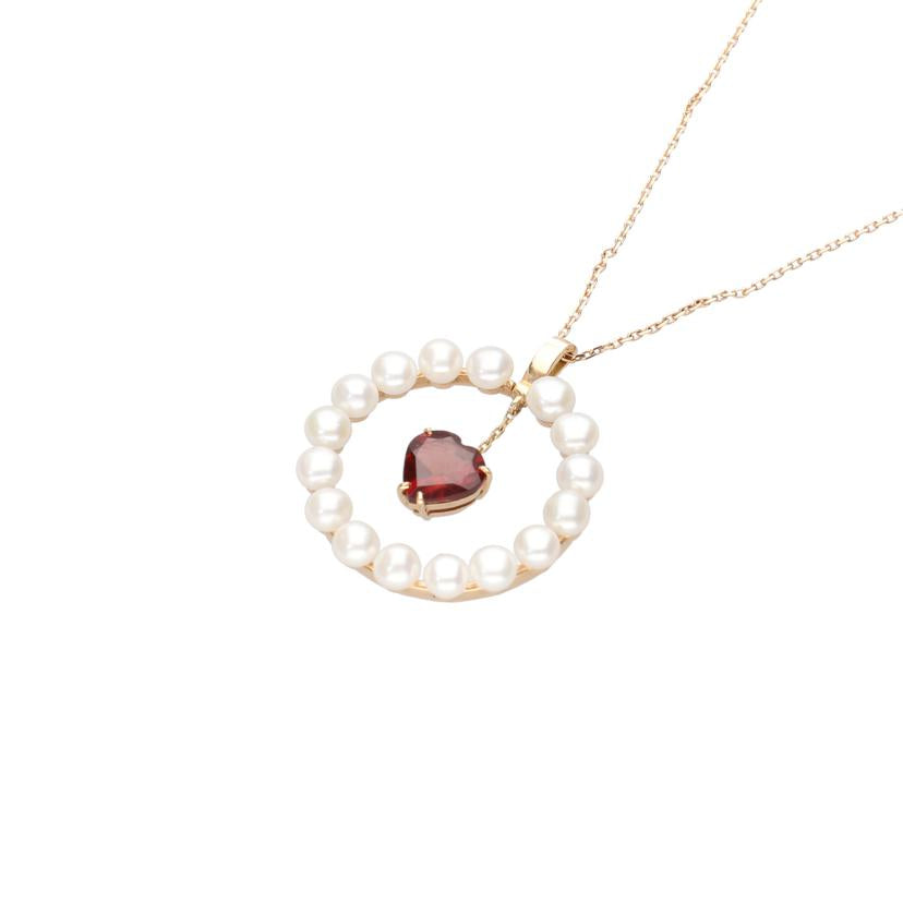 / K18パール 3.6mm ガーネットネックレス//Aランク/75