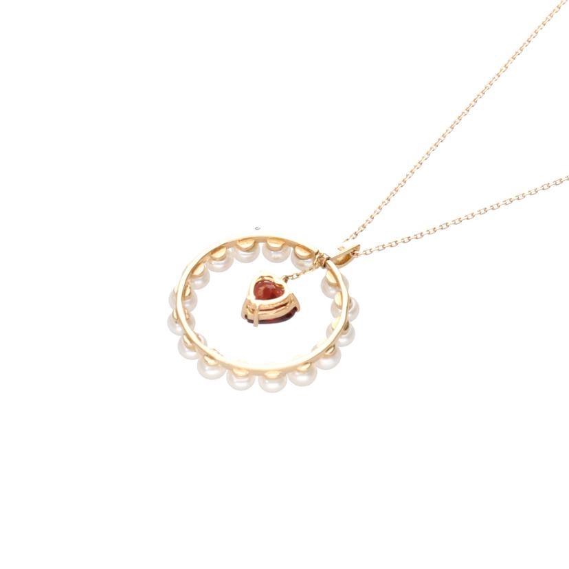 / K18パール 3.6mm ガーネットネックレス//Aランク/75