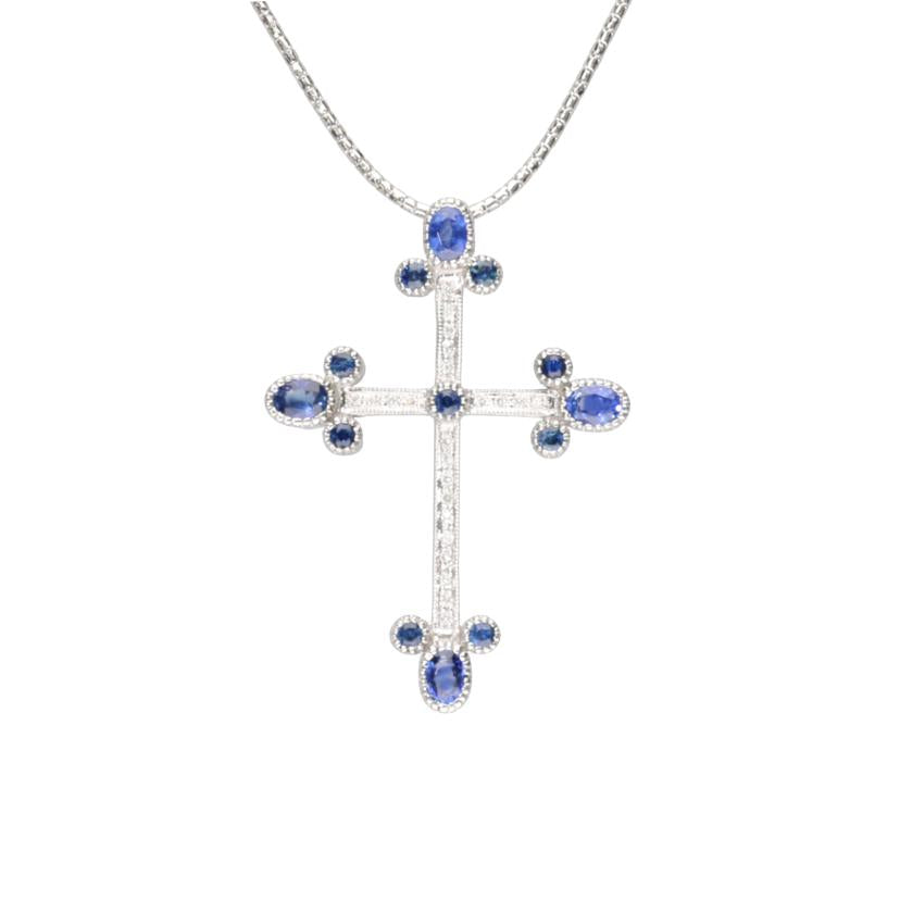 /◎ K18サファイアダイヤネックレス1.38/0.50/D0.13ct//Aランク/75