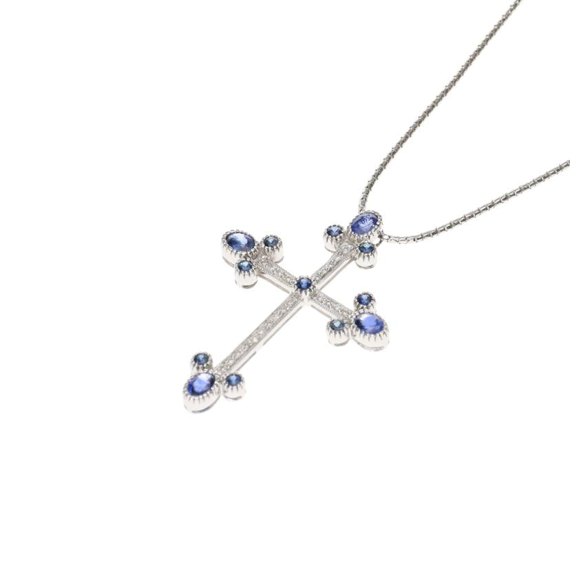 /◎ K18サファイアダイヤネックレス1.38/0.50/D0.13ct//Aランク/75