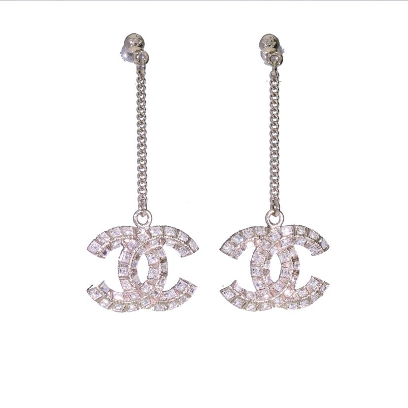 CHANEL シャネル シルバー金具 レディース /ココマーク ラインストーンピアス//B20V/Aランク/75