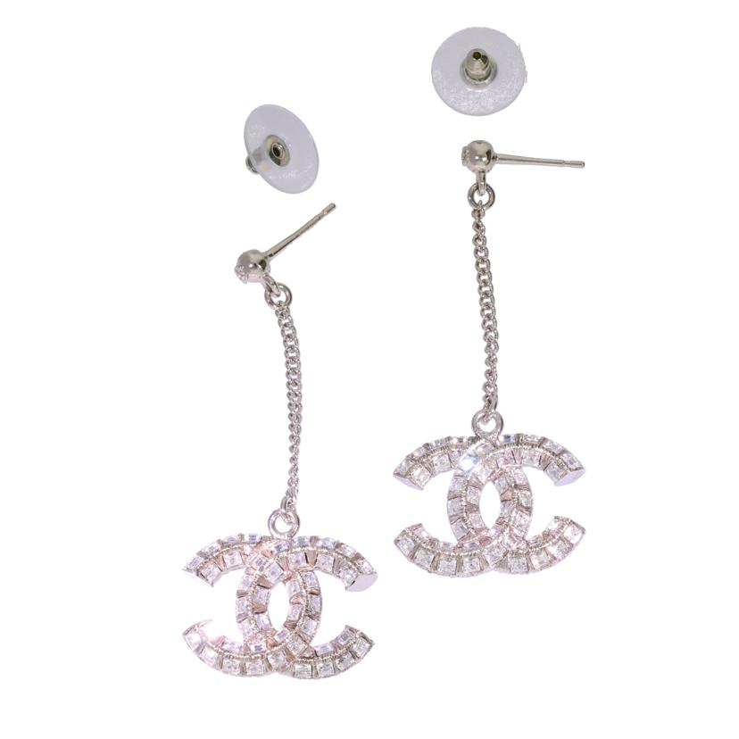 CHANEL シャネル シルバー金具 レディース /ココマーク ラインストーンピアス//B20V/Aランク/75