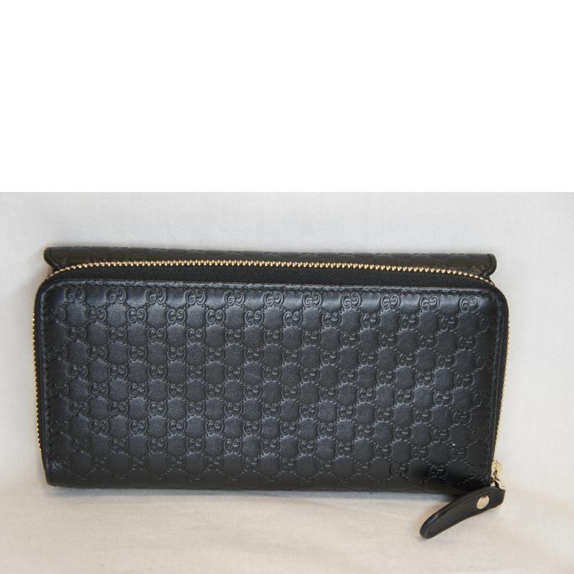 GUCCI グッチ/GGマイクログッチシマレザーロングウォレットブラック/449364-1000//214*/SAランク/92