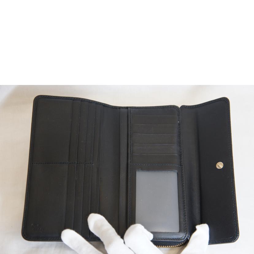 GUCCI グッチ/GGマイクログッチシマレザーロングウォレットブラック/449364-1000//214*/SAランク/92