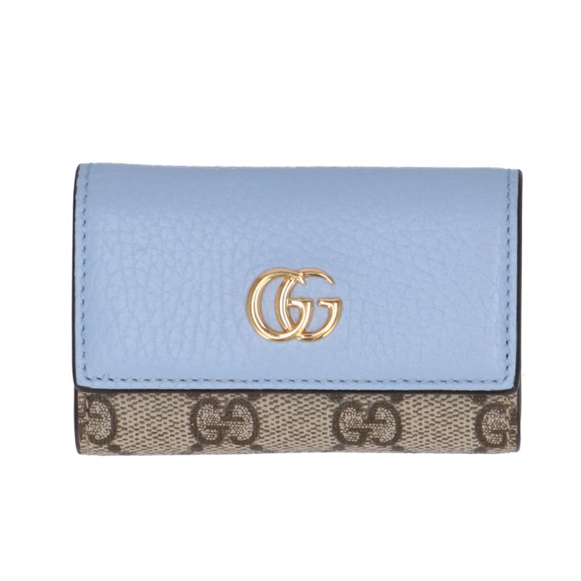 GUCCI グッチ 財布 小物 レディース ブラウン ライトブルー ブルー  水色/GGマーモント6連キーケース/456118/095*/グッチ/ABランク/75【中古】