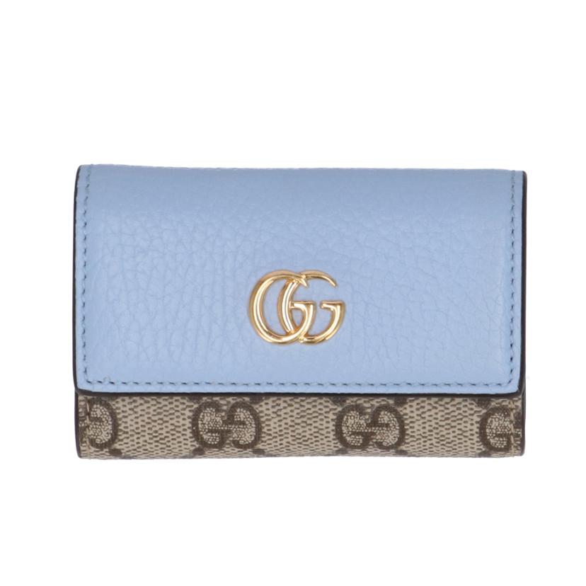 GUCCI グッチ 財布 小物 レディース ブラウン ライトブルー ブルー 水色/GGマーモント6連キーケース/456118//0959/ABランク/75