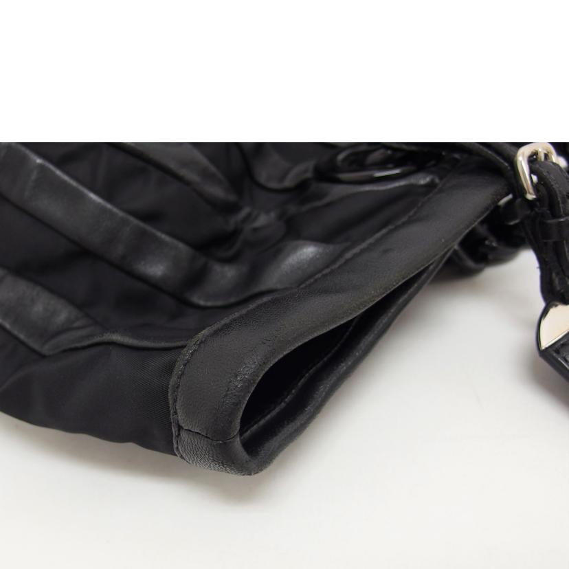 PRADA プラダ ナイロン レザーストライプ /プラチェーントートバッグ/ブラック/BR36998//117/ABランク/04