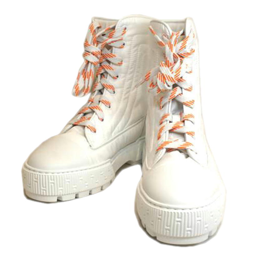 HERMES エルメス/フレッシュナイロンショートブーツホワイト//SAランク/92