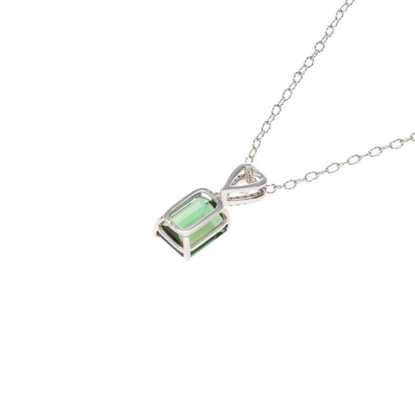 / K18WGトルマリンダイヤネックレス4.12/D0.15ctソ//Aランク/75