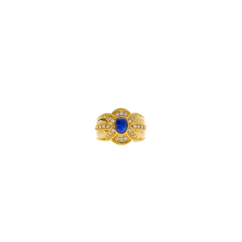 / K18サファイアダイヤリング1.32/D0.42ct//Aランク/75