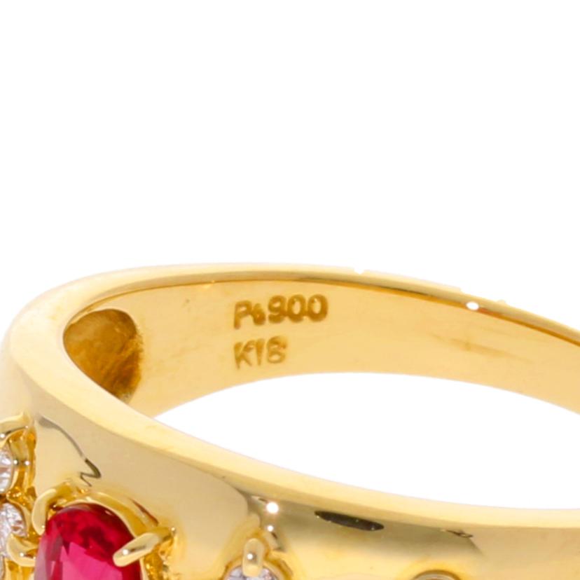 / K18/Pt900ルビーダイヤリング0.32/D0.11ct//Aランク/75