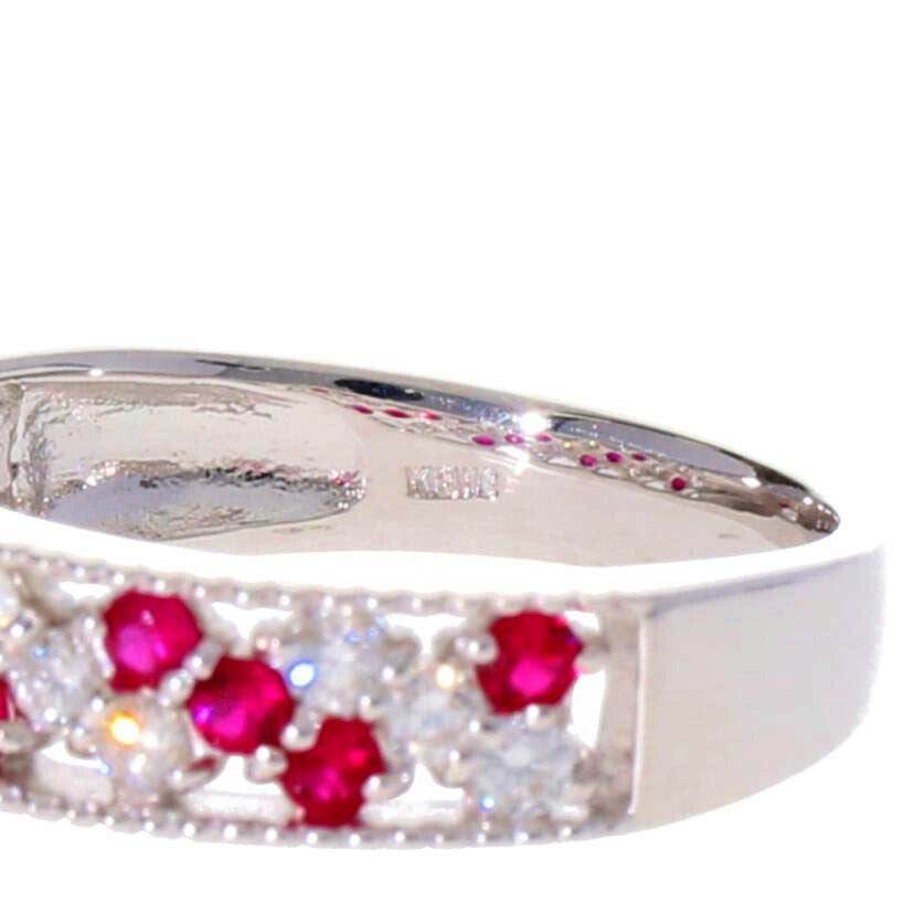 / K18WGルビーダイヤリングD0.26ct //Aランク/75