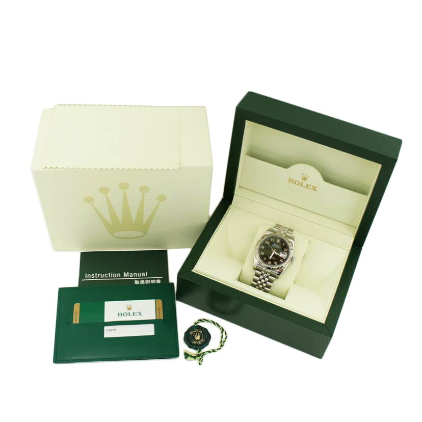 ROLEX ロレックス 2006年頃製造 ステンレス ホワイトゴールド メンズ 自動巻/デイトジャスト36・ブラック/Z番/116234//Z80**********/Aランク/85