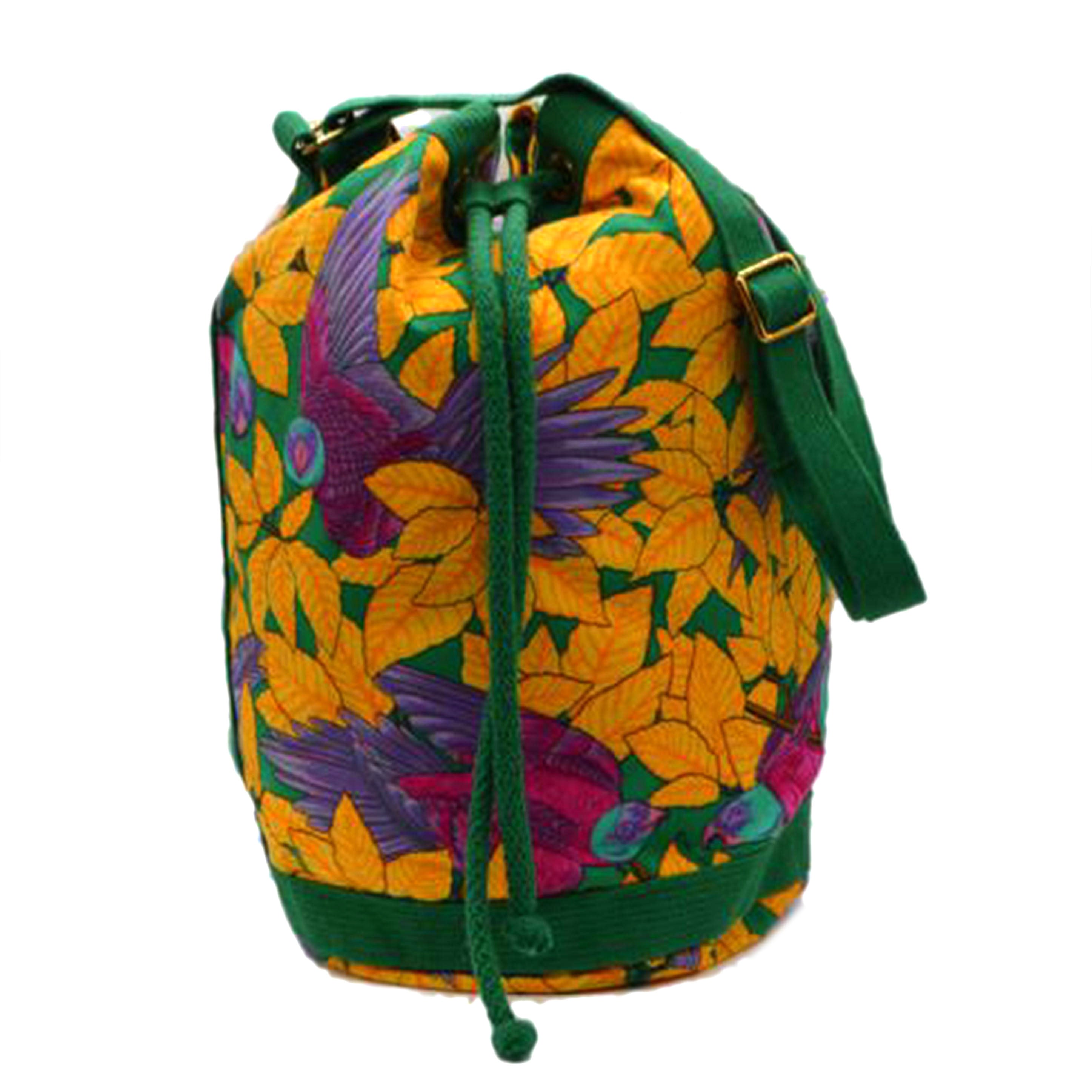 HERMES エルメス/ドローストリングキャンバスショルダー/鳥柄//ABランク/89