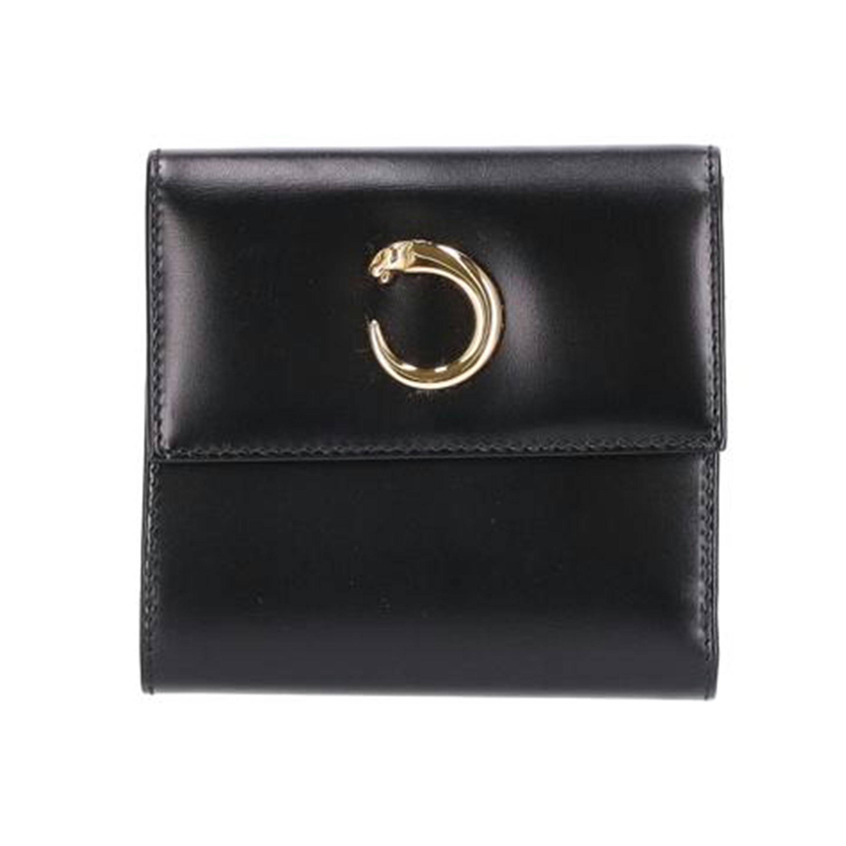 Cartier Cartier カルティエ パンテール 三つ折り財布 黒 レザー レディース/Cartierパンテール三つ折り財布/ L3000209//EL4*****/Aランク/37