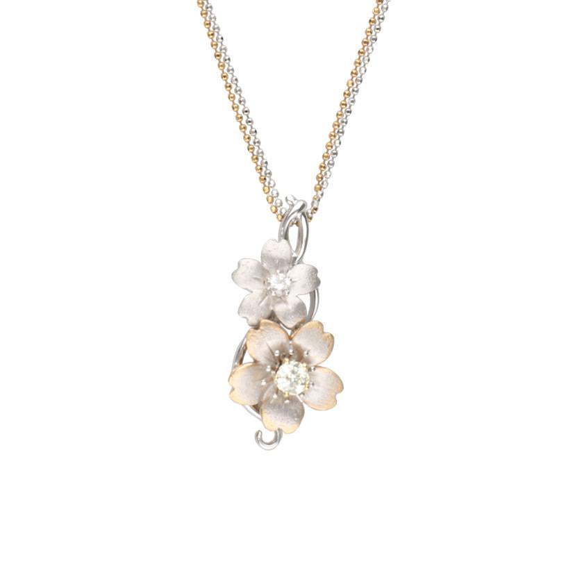 / K18WG/K14WGさくらカットダイヤネックレス 0.27/0.07ct//Aランク/75