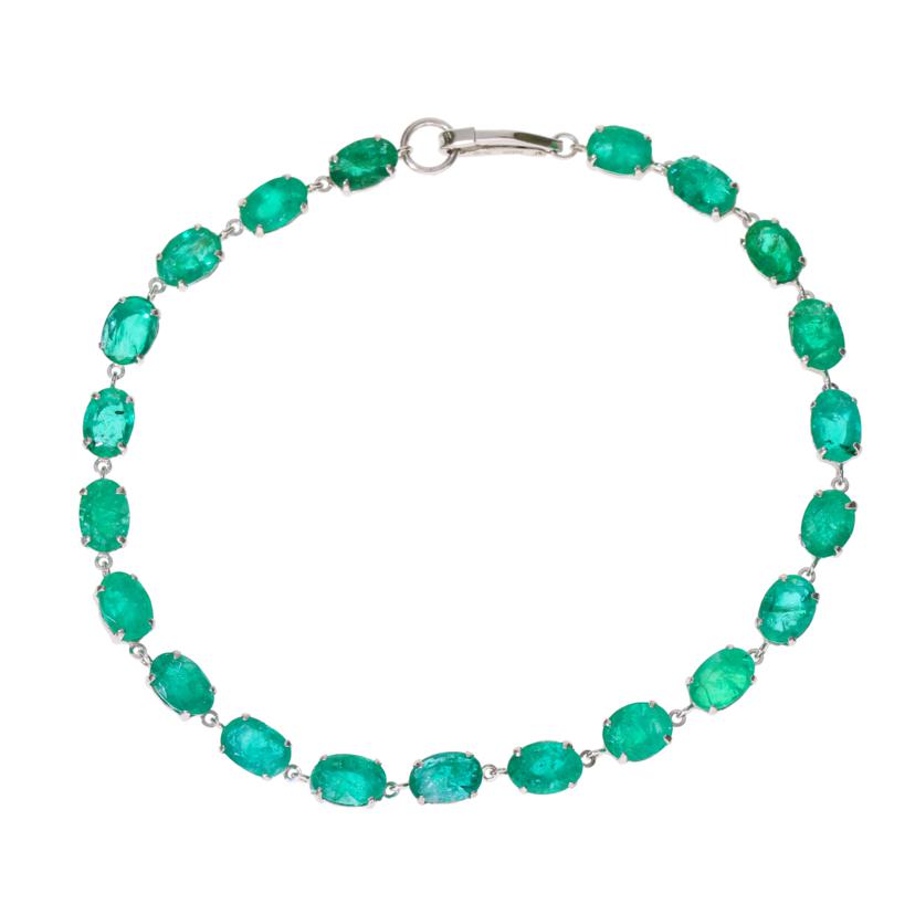 / ◎Pt900/850エメラルドブレスレット10.42ct//Aランク/75