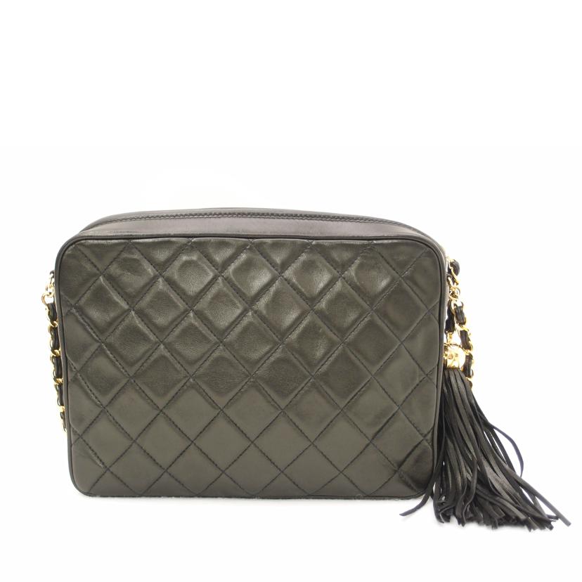 CHANEL シャネル ショルダーバッグ 斜め掛け 肩掛け 黒 ゴールド金具 レディース /ラムスキンマトラッセフリンジチェーンショルダー/ブラック//288****/Aランク/69