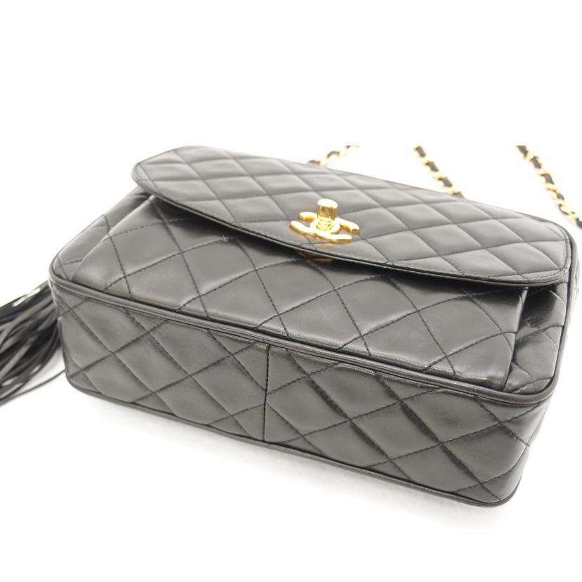 CHANEL シャネル ショルダーバッグ 斜め掛け 肩掛け 黒 ゴールド金具 レディース /ラムスキンマトラッセフリンジチェーンショルダー/ブラック//288****/Aランク/69