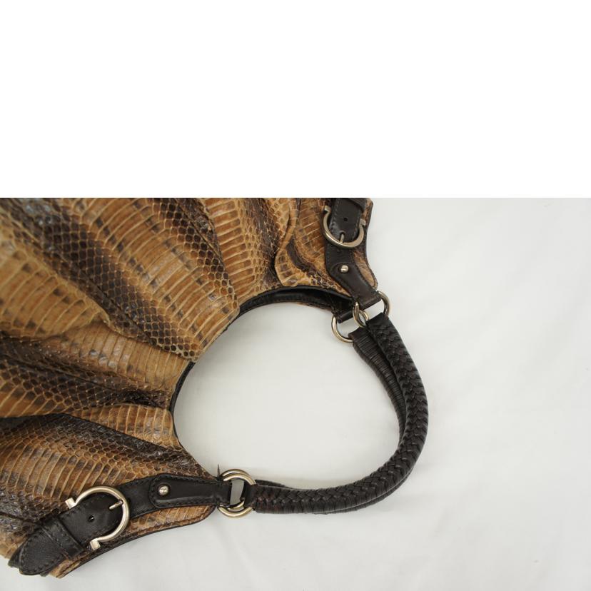 S.Ferragamo サルヴァトーレフェラガモ/ガンチーニパイソンハンドバッグ/GG-21C210//Bランク/05