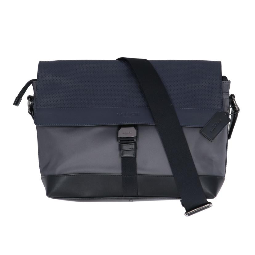 COACH コーチ COACH バイクバッグパフォレイテッドレザー ショルダーバッグ ブラック グレー メンズ/バイクバッグパフォレイテッドレザー/ショルダーバッグ/F71963//A17**/Aランク/37