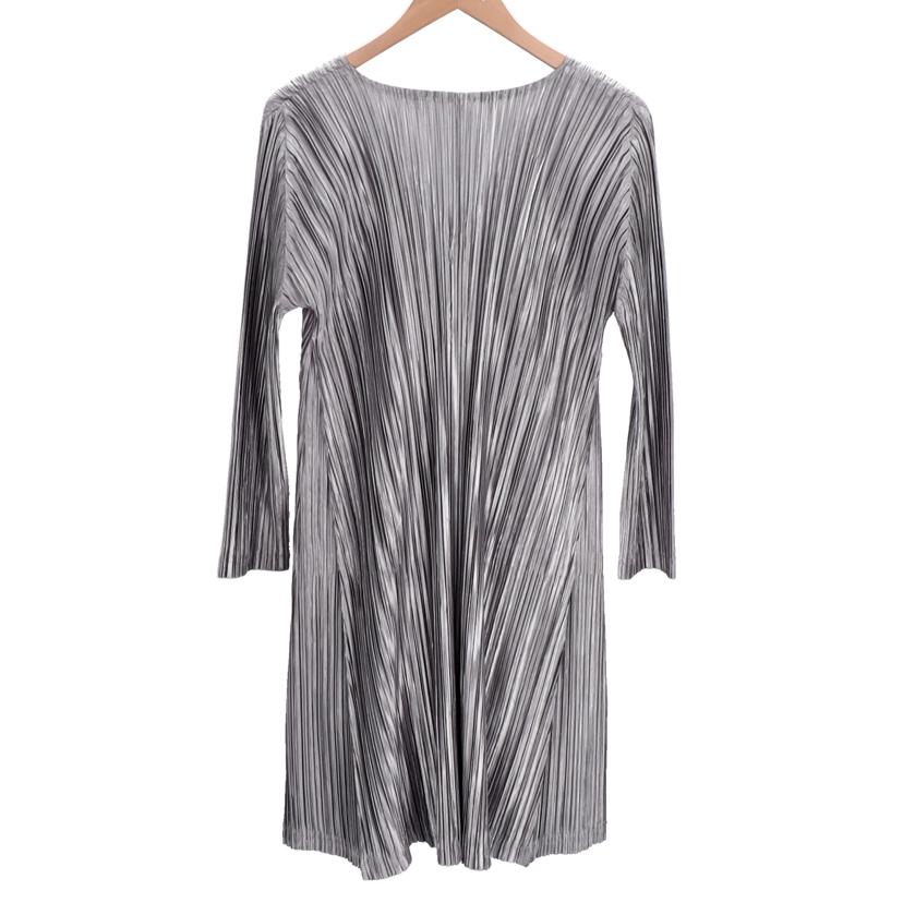 PLEATS PLEASE/プリーツVネックワンピ・GR/PP63-JH225//ABランク/75