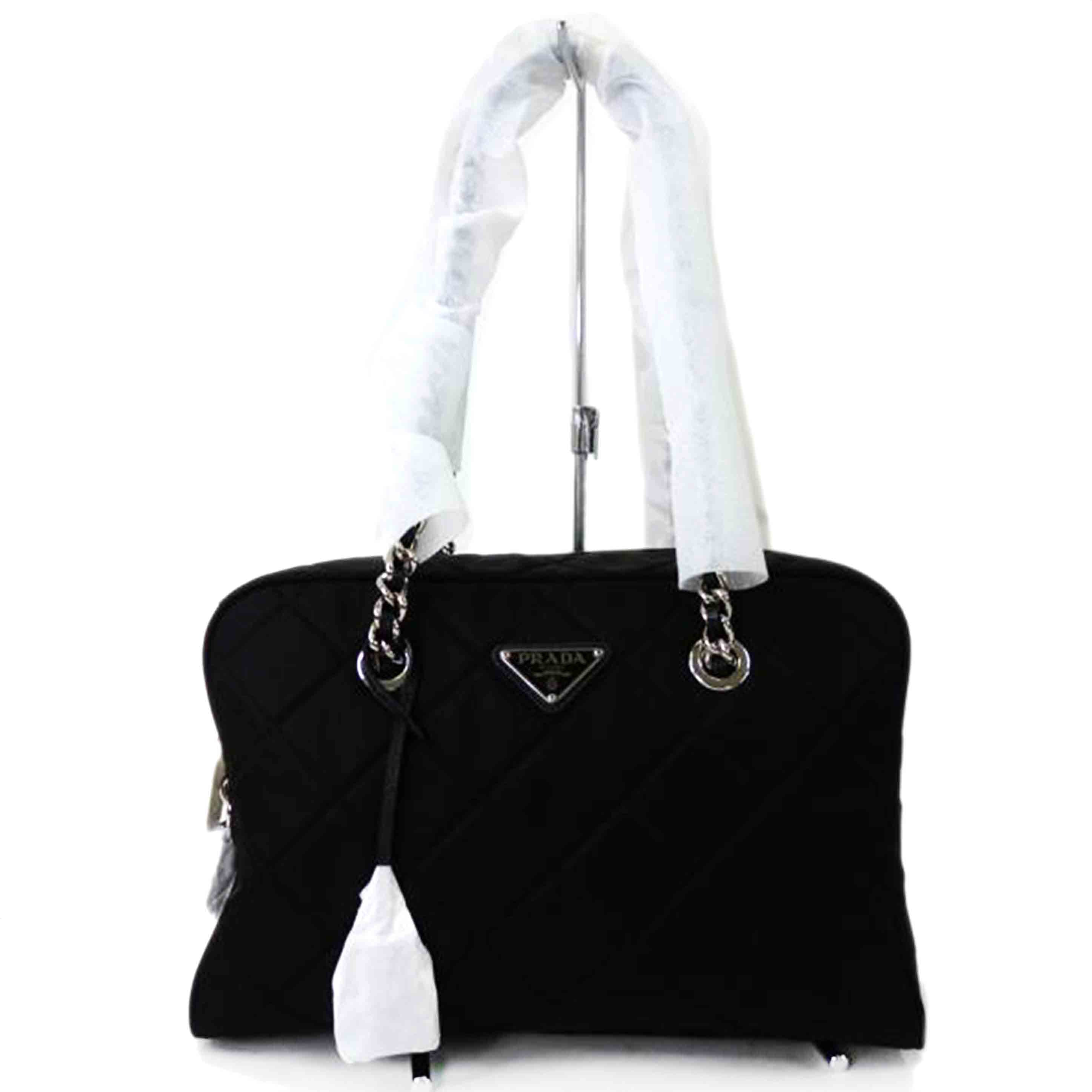 PRADA プラダ/ロゴナイロンチェーンバッグ/黒/1BB903//197/Sランク/84