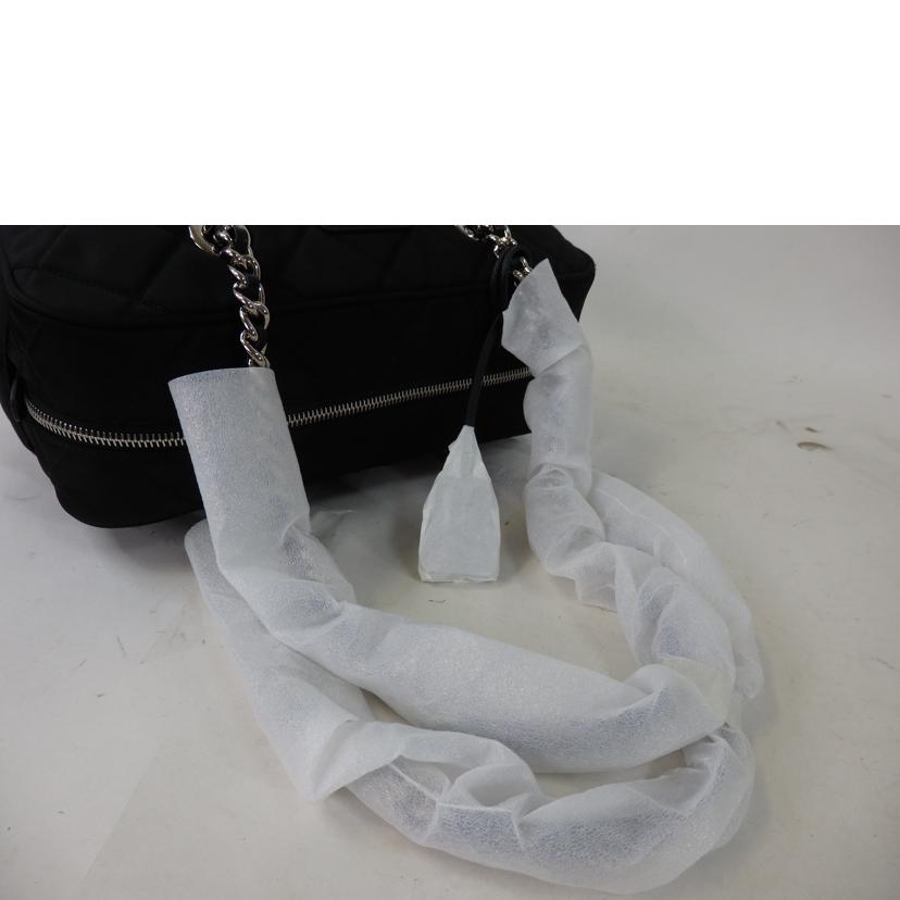 PRADA プラダ/ロゴナイロンチェーンバッグ/黒/1BB903//197/Sランク/84