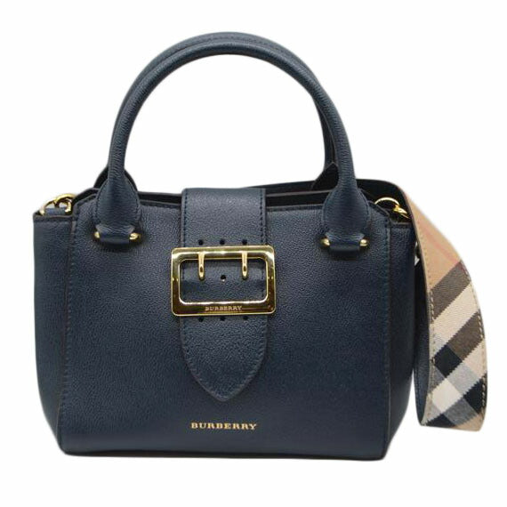 バーバリー レザー バックル トート 2way バッグ BURBERRY バーバリー バックル2wayトート ネイビー レザー