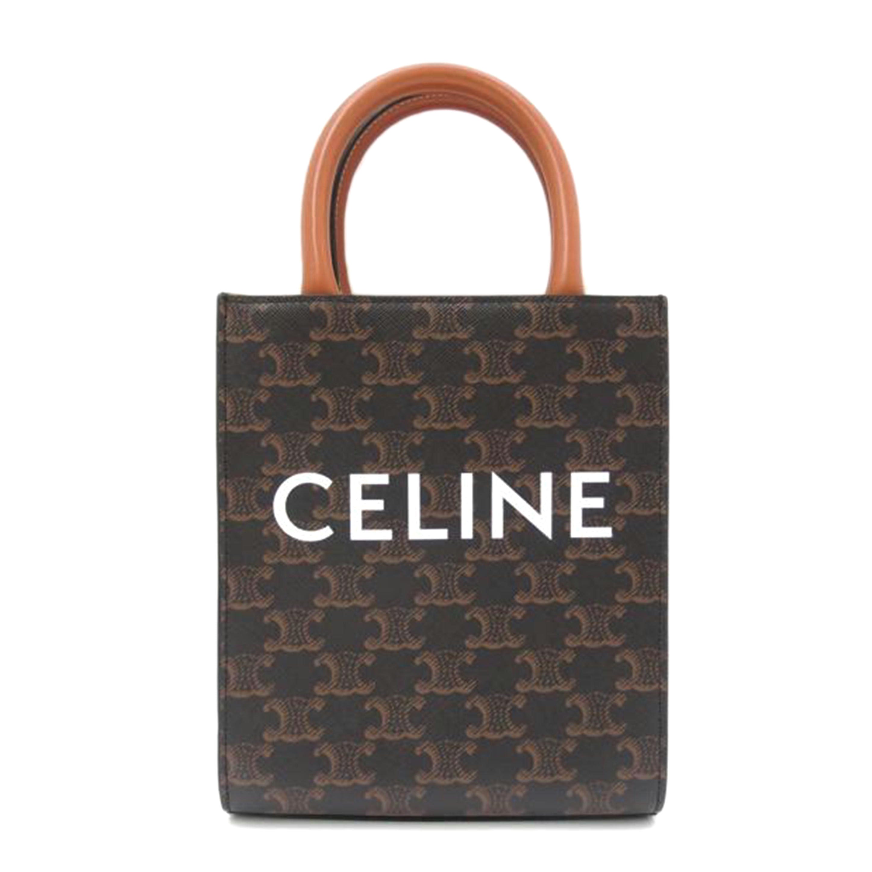 CELINE セリーヌ ハンドバッグ コンパクト 小さい ブラウン系 レディース/トリオンフ・ミニバーティカルカバ/タン/194372//W-CL-4220/SAランク/69