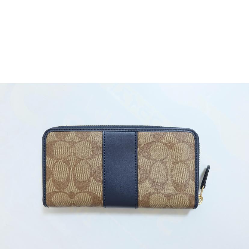 COACH コーチ/PVCシグネチャーストライプラウンドファスナー長財布/F54630//A2046/Aランク/71