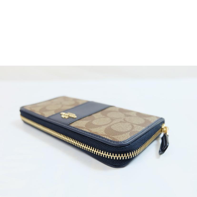 COACH コーチ/PVCシグネチャーストライプラウンドファスナー長財布/F54630//A2046/Aランク/71