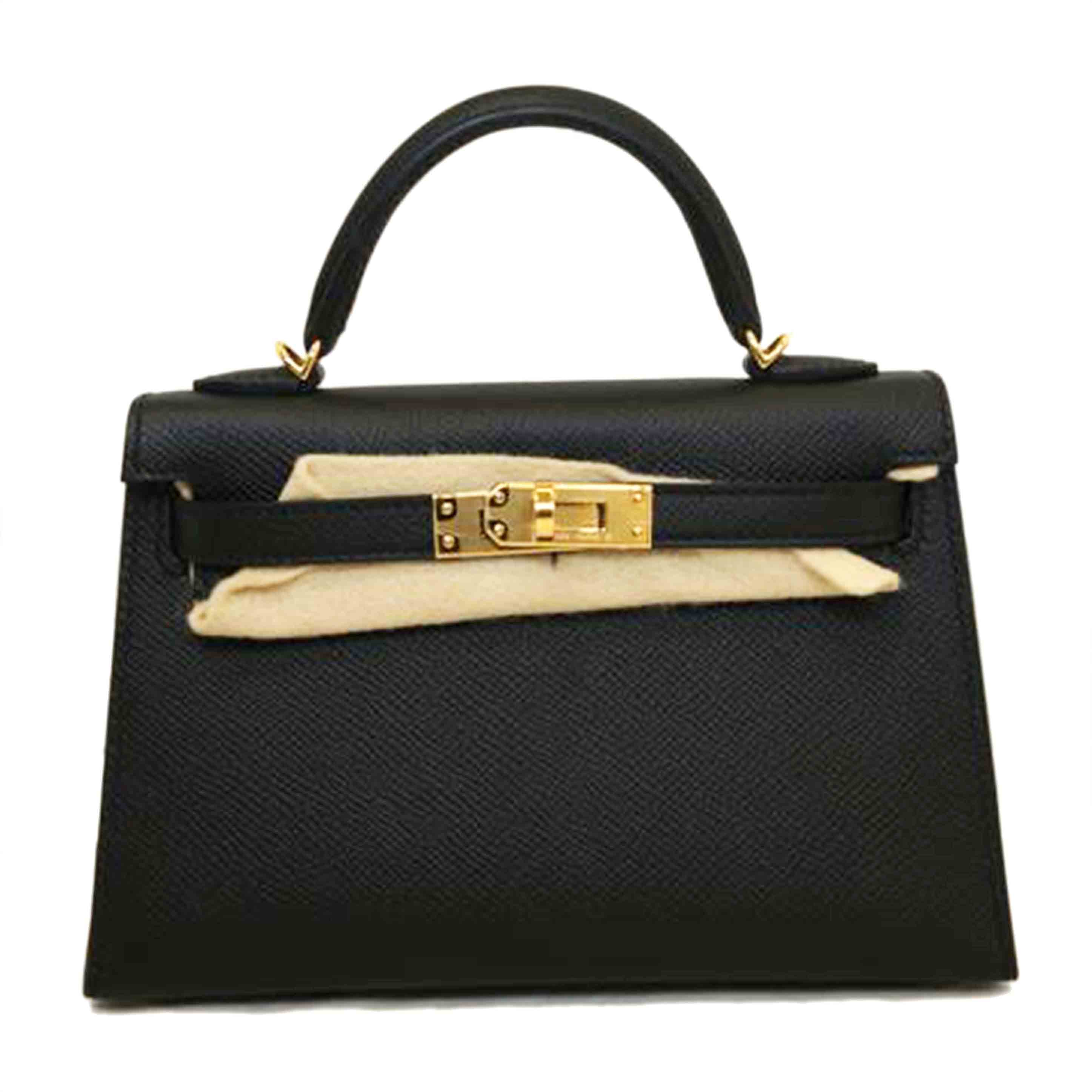 HERMES エルメス/ミニケリー2/20/ドゥ/ヴォーエプソンブラックゴールド金具////B/SAランク/92