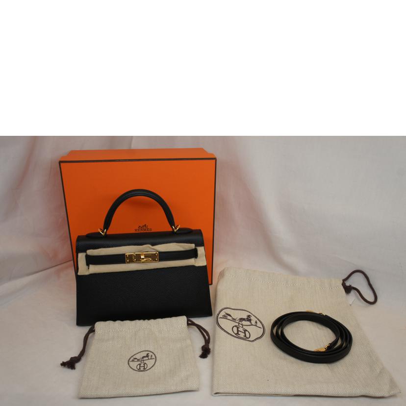 HERMES エルメス/ミニケリー2/20/ドゥ/ヴォーエプソンブラックゴールド金具////B/SAランク/92