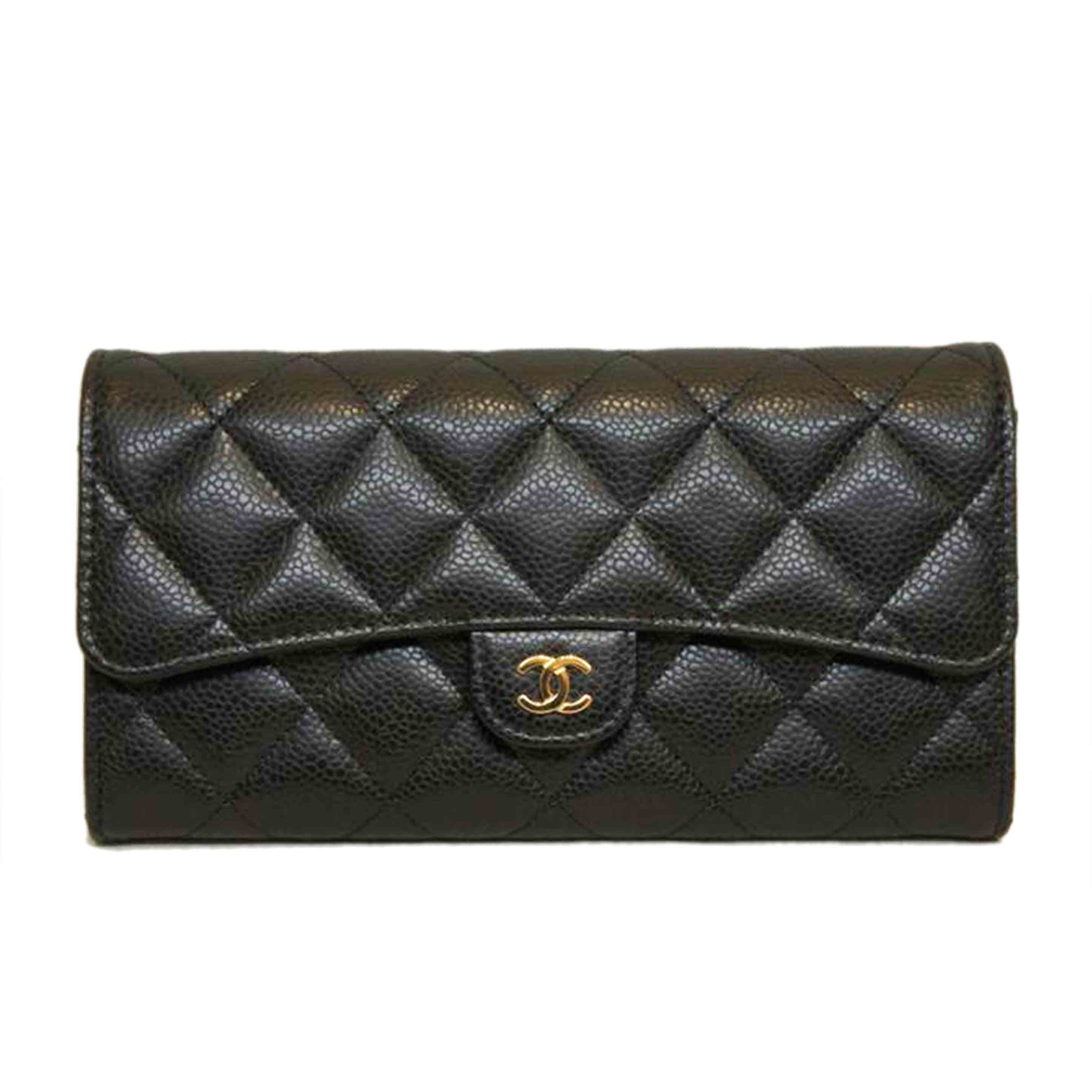 CHANEL シャネル/マトラッセキャビアスキンクラシックロングフラップBKGD/A80758//U9N*****/SAランク/92
