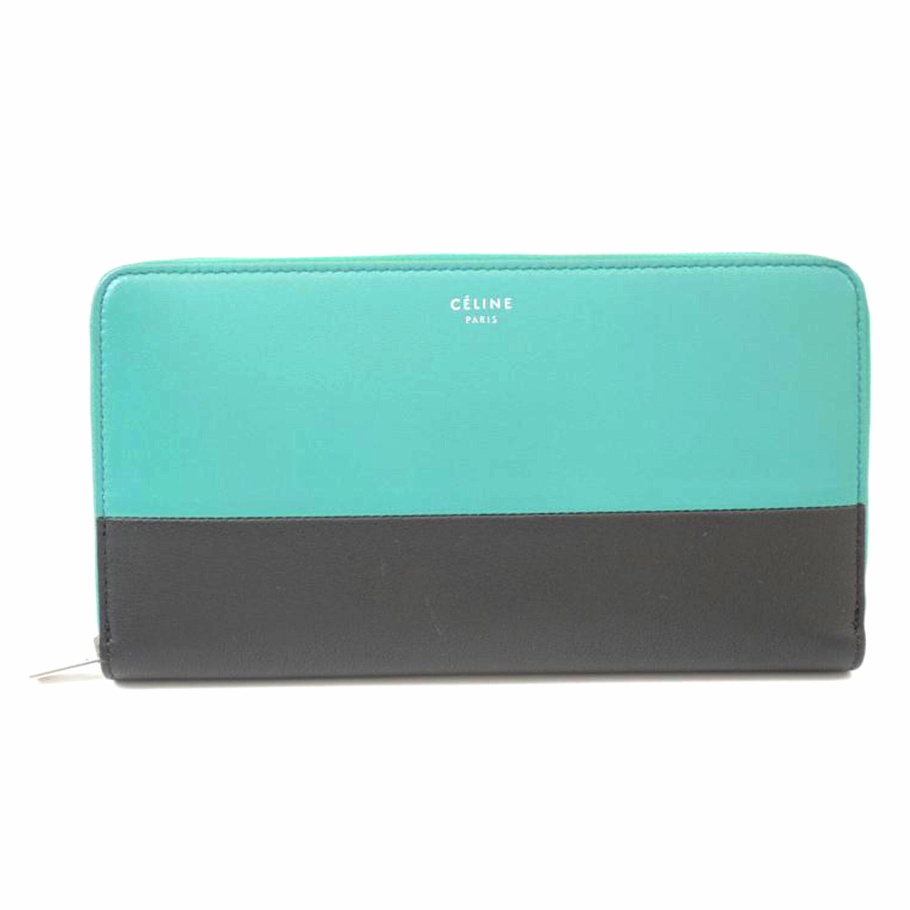 CELINE セリーヌ/レザー/ラウンドファスナー/グリーン×ブラック/105013AFF//U-PG-0147/ABランク/06