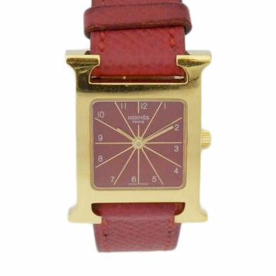HERMES エルメス/Hウォッチ/レッド文字盤/□B刻印/HH1.201//1156539/Bランク/88